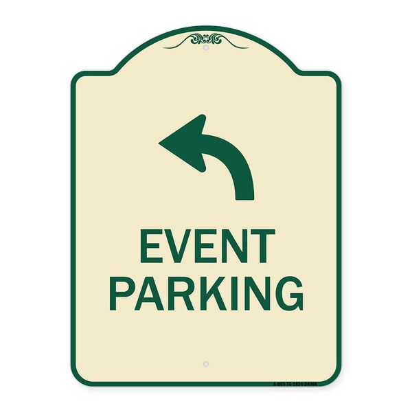 Event Parking W/ Upper Left Arrow Heavy-Gauge Aluminum Architectural Sign, 24" x 18", TG-1824-24066
